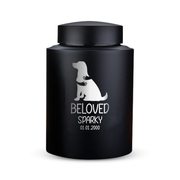 Horizon Dog Cremation Urn – Black Stainless Steel – 115 Cubic Inch | Human Bestfriend