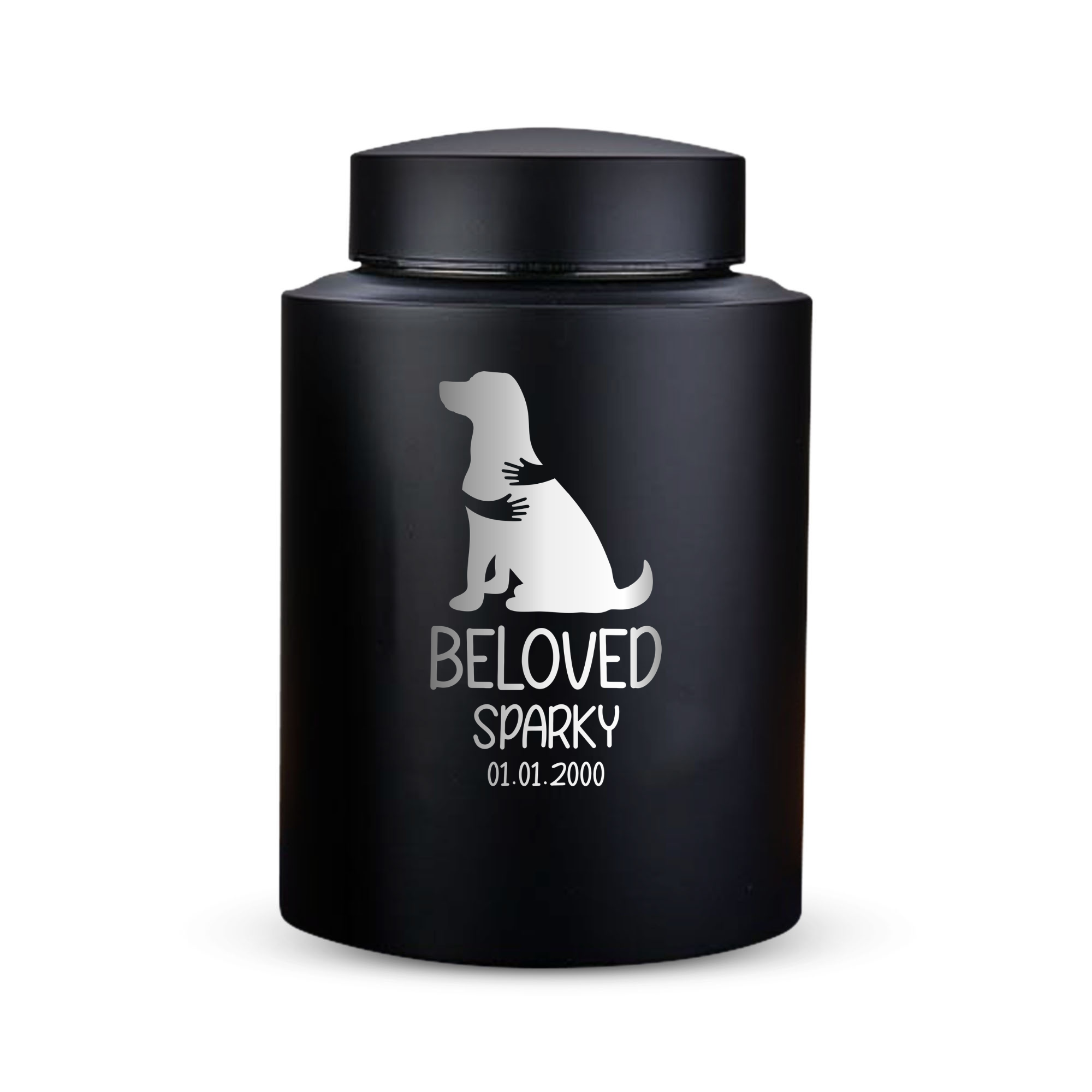 Horizon Dog Cremation Urn – Black Stainless Steel – 50–115 Cubic Inch | Human Bestfriend