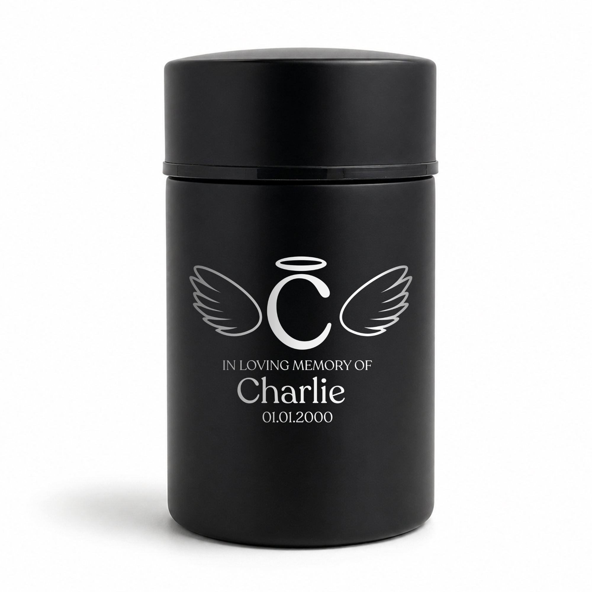 Custom Compact Mini Keepsake Cat Urn - Stainless Steel - Textured Finish - 8 Cubic Inch | Cat Memorial