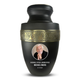Elite Human Cremation Urn - 200 Cubic Inch - Aluminum with Gold Inlay | Custom Photo