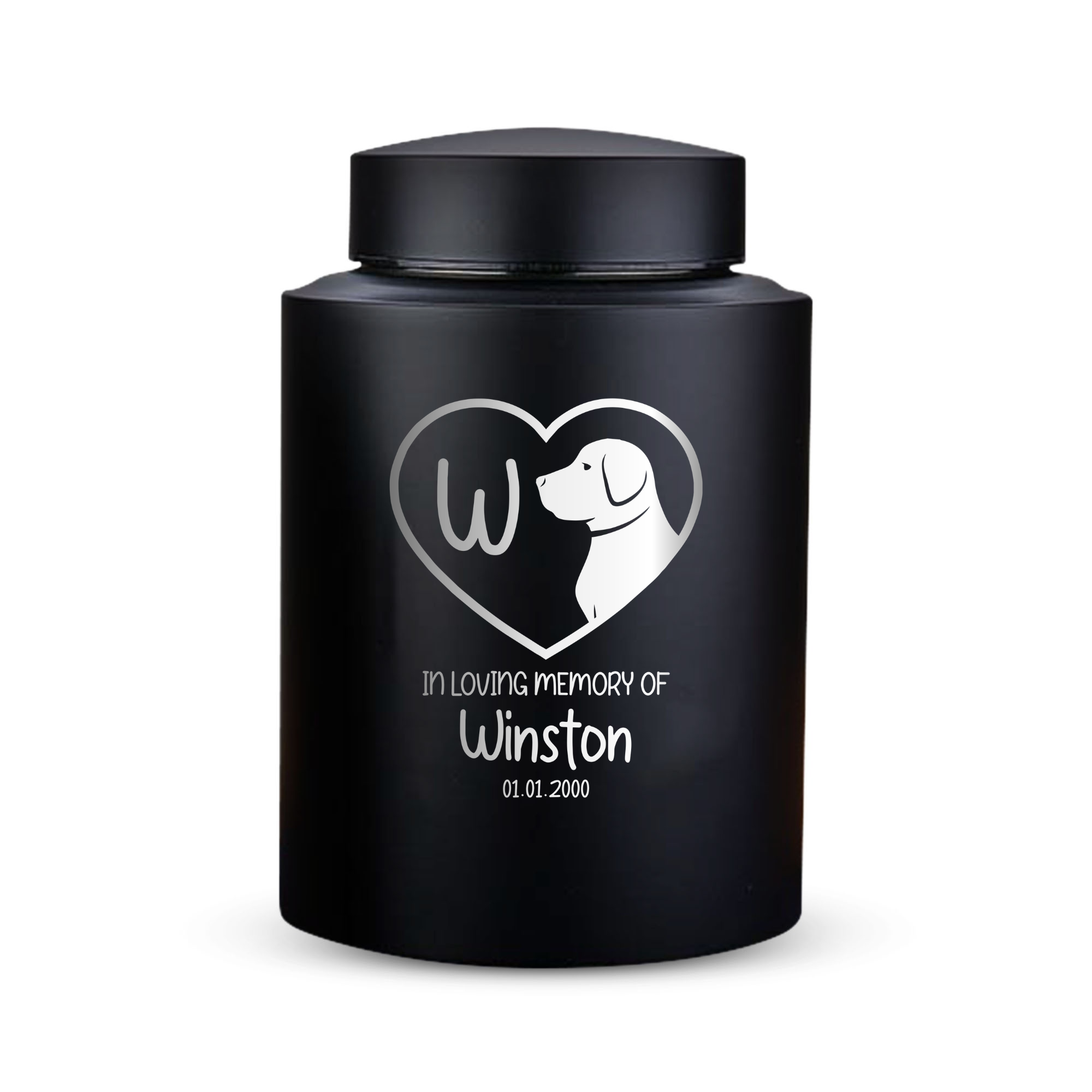 Horizon Dog Cremation Urn – Black Stainless Steel – 50–115 Cubic Inch | Forever Collection