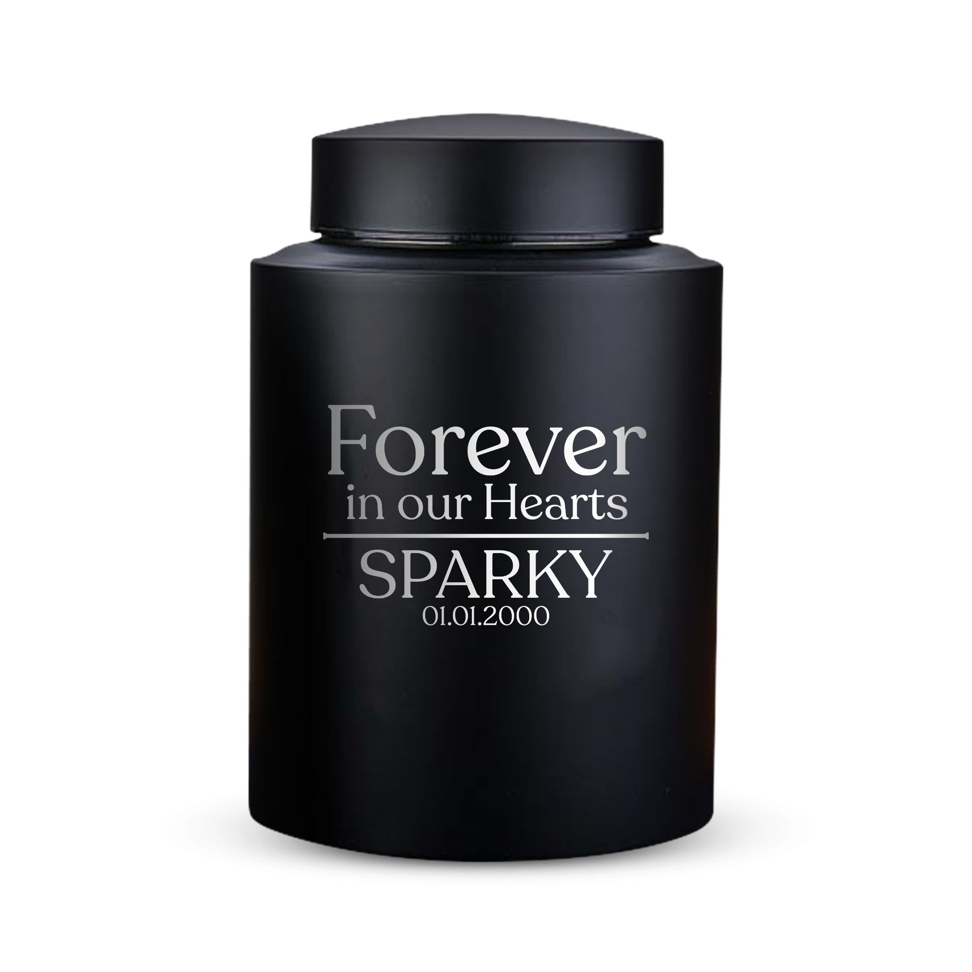 Horizon Dog Cremation Urn – Black Stainless Steel – 50–115 Cubic Inch | Memorial Theme