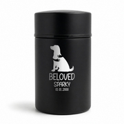 Custom Compact Mini Keepsake Dog Urn - Stainless Steel - Textured Finish - 8 Cubic Inch | Human Bestfriend