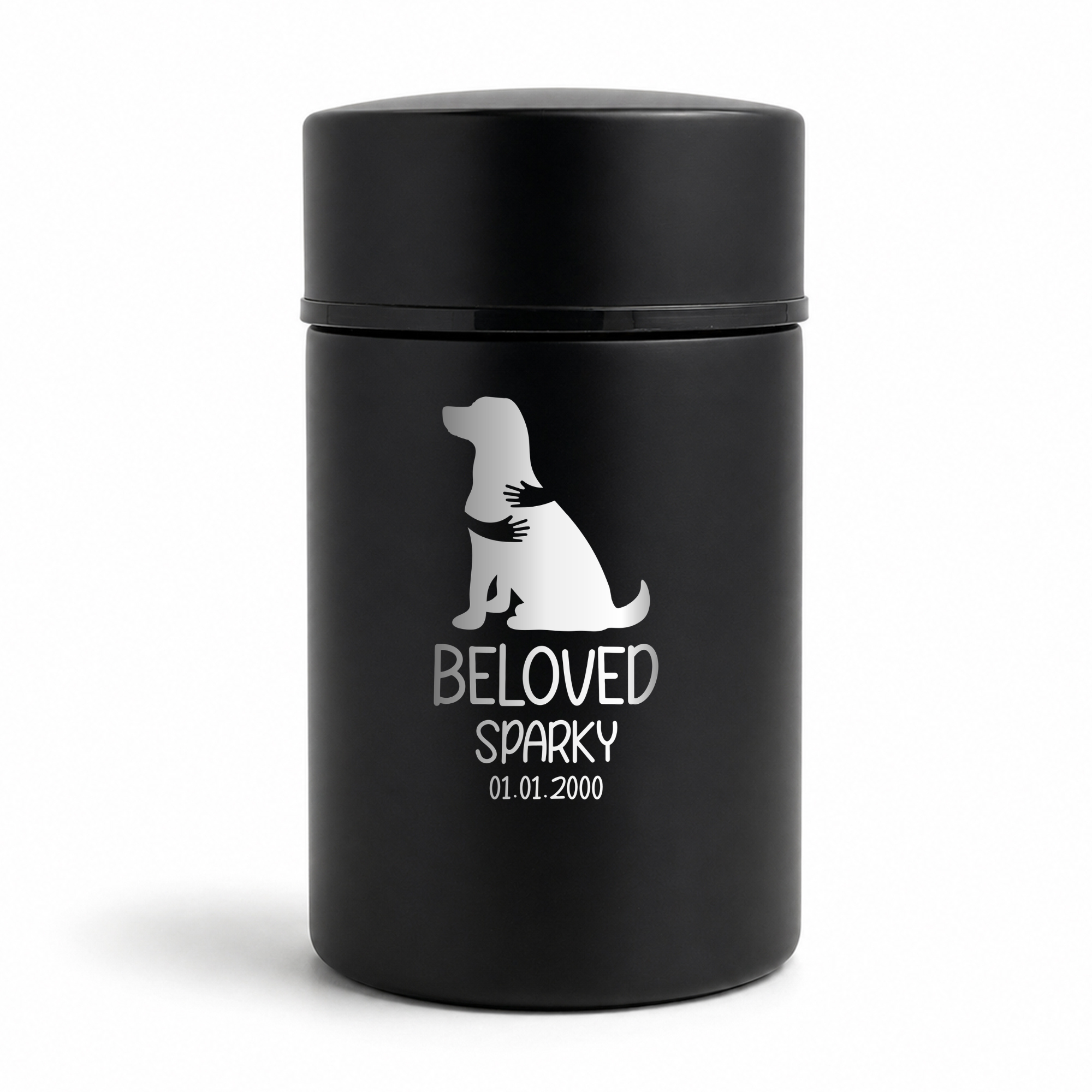 Custom Compact Mini Keepsake Dog Urn - Stainless Steel - Textured Finish - 8 Cubic Inch | Human Bestfriend