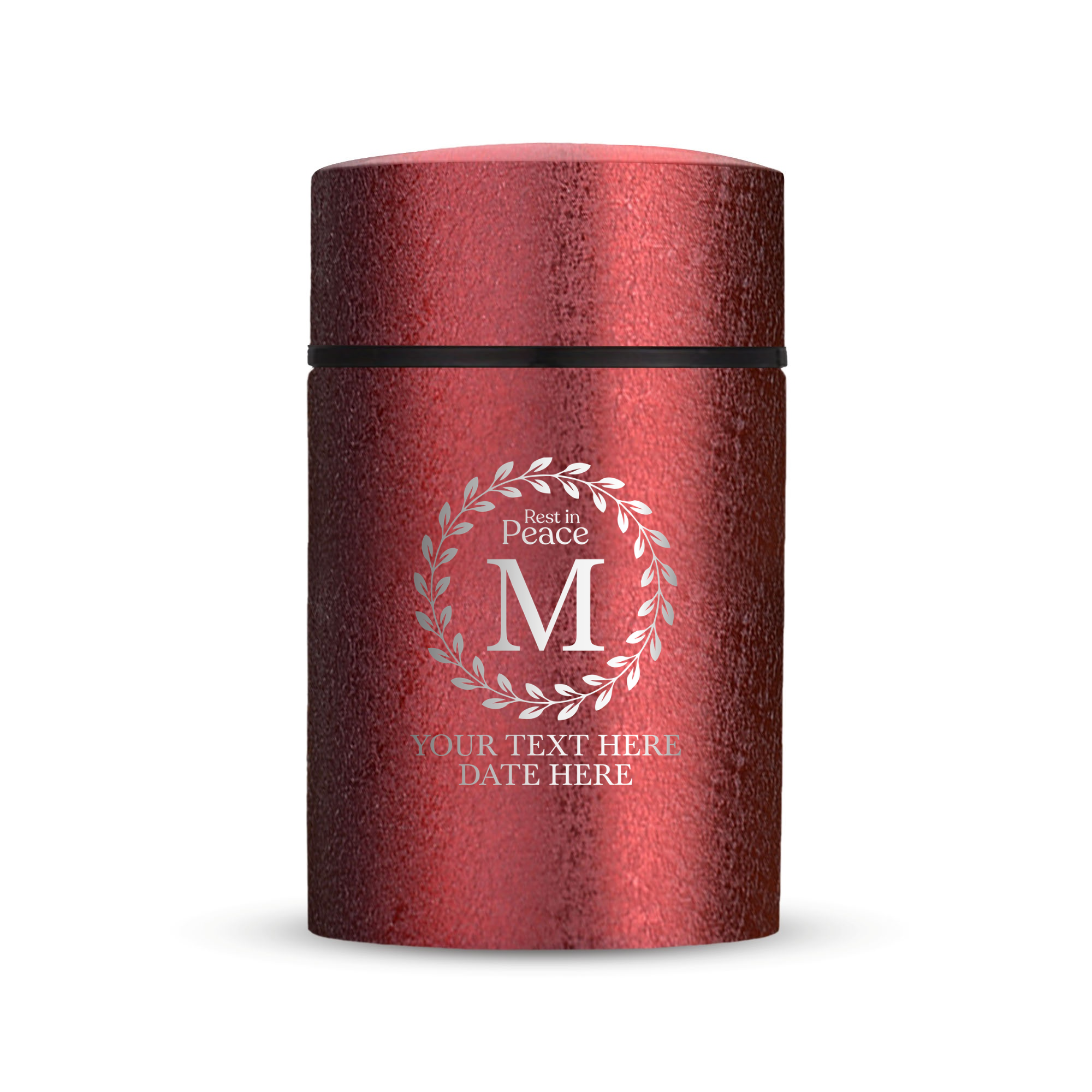 Custom Compact Mini Keepsake Cat Urn - Stainless Steel - Textured Finish - 8 Cubic Inch | Cat Monogram