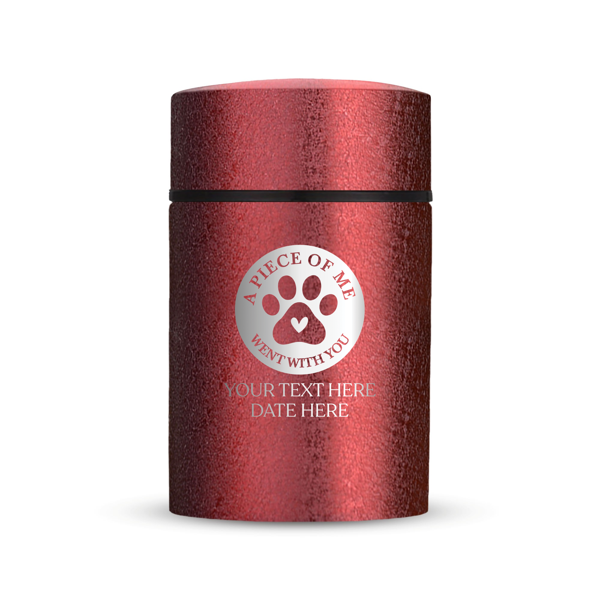 Custom Compact Mini Keepsake Cat Urn - Stainless Steel - Textured Finish - 8 Cubic Inch | Classic Cat Memorial