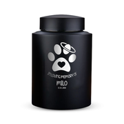 Custom Cat Round Urn - Large Size - Stainless Steel - Black Powder Coated Finish - 115 Cubic Inch | Classic Cat Memorial