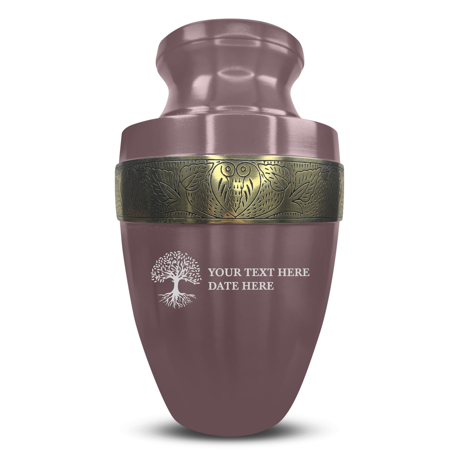 Elite Human Cremation Urn – 200 Cubic Inch – Aluminum with Gold Inlay | Tree of Life