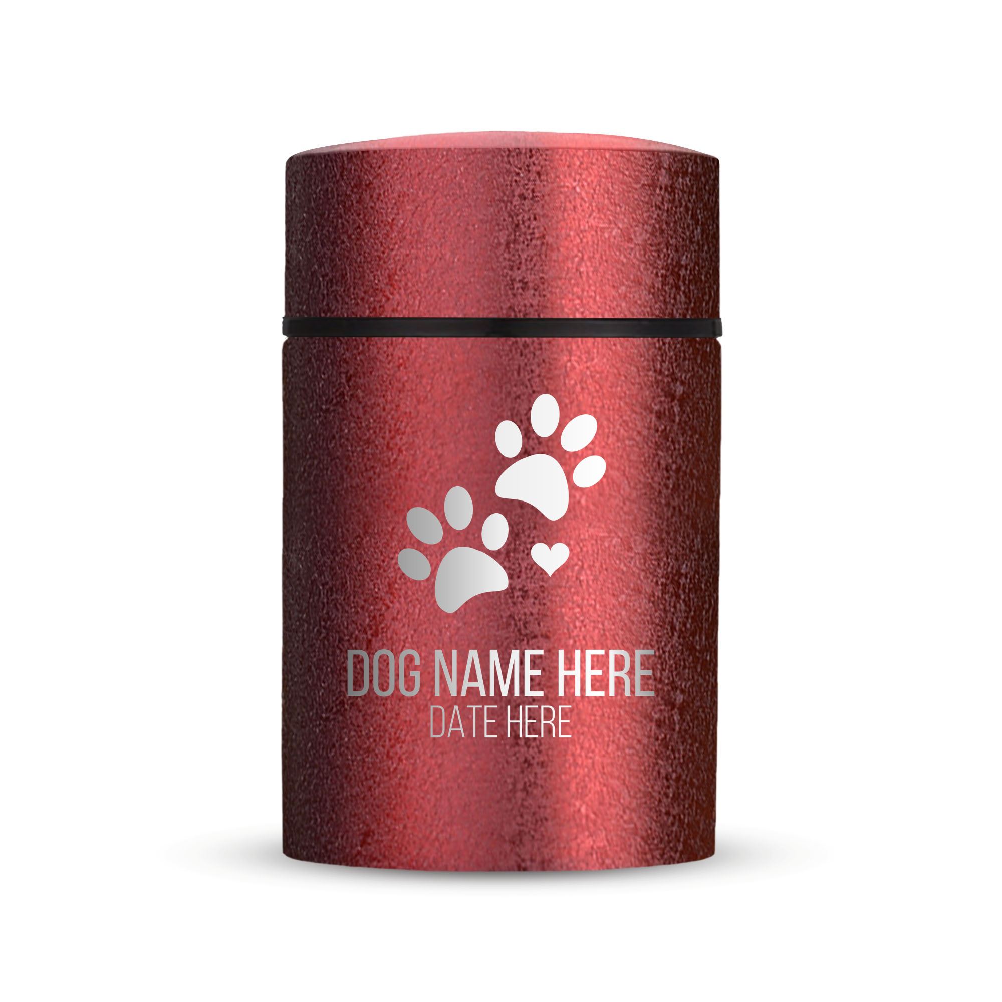 Custom Compact Mini Keepsake Dog Urn - Stainless Steel - Textured Finish - 8 Cubic Inch | Classic Paw