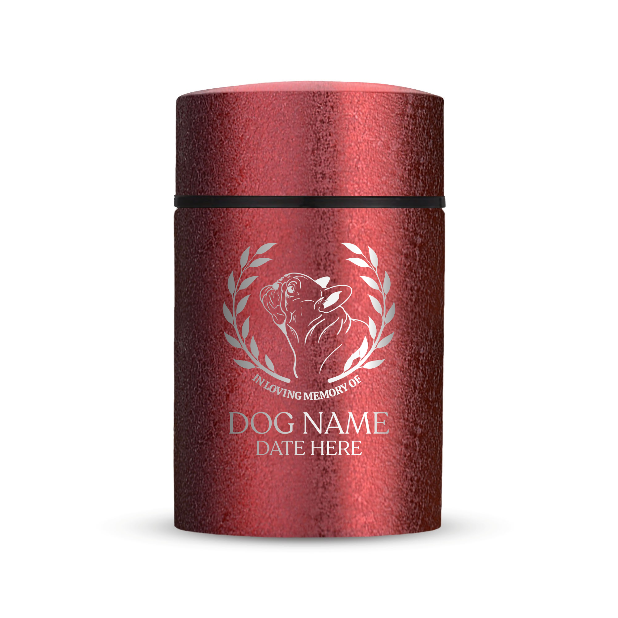 Custom Compact Mini Keepsake Dog Urn - Stainless Steel - Textured Finish - 8 Cubic Inch | Dog Breed