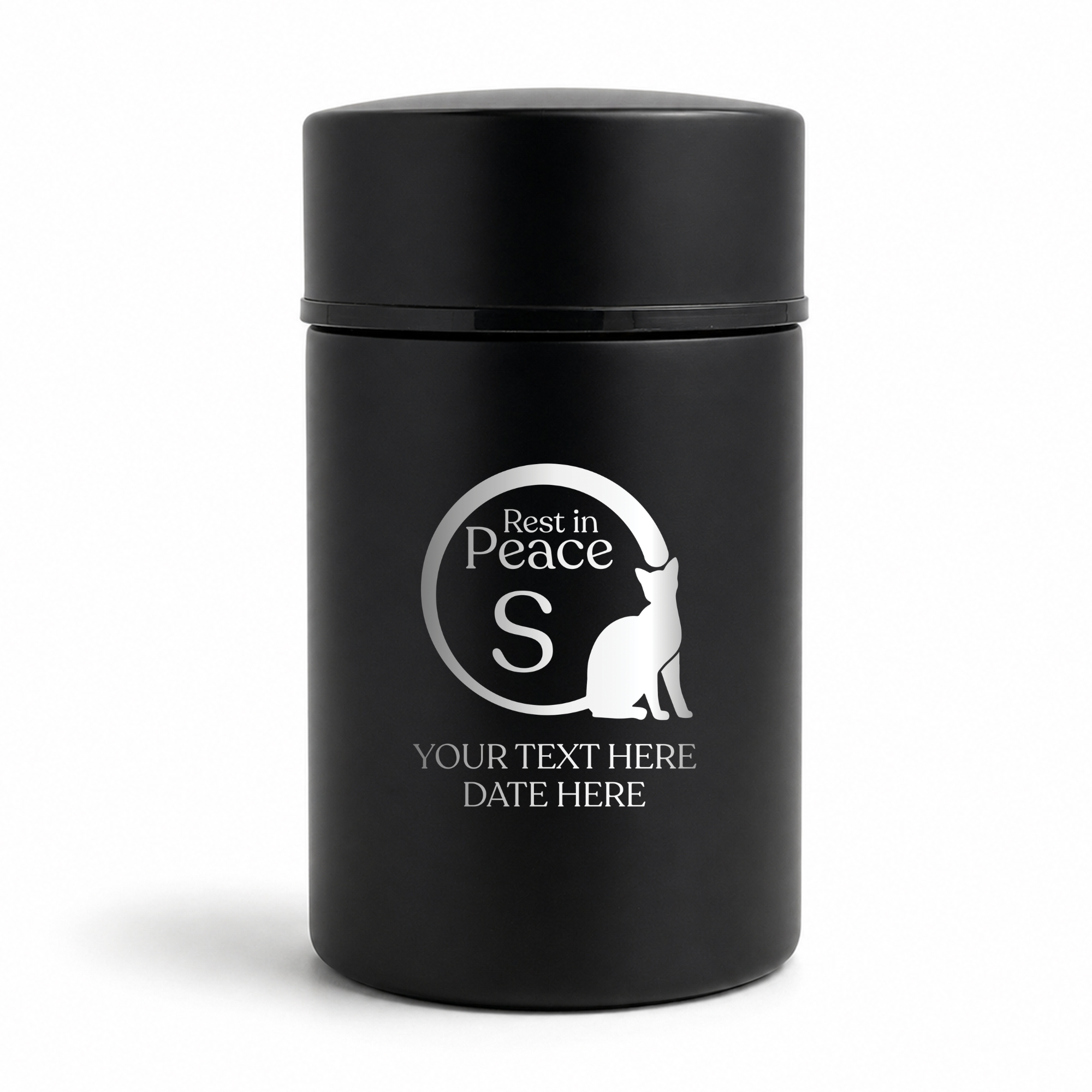 Custom Compact Mini Keepsake Cat Urn - Stainless Steel - Textured Finish - 8 Cubic Inch