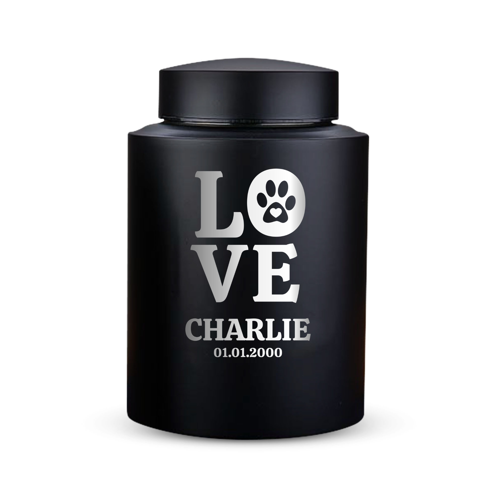 Horizon Dog Cremation Urn – Black Stainless Steel – 50–115 Cubic Inch | Memorial Theme