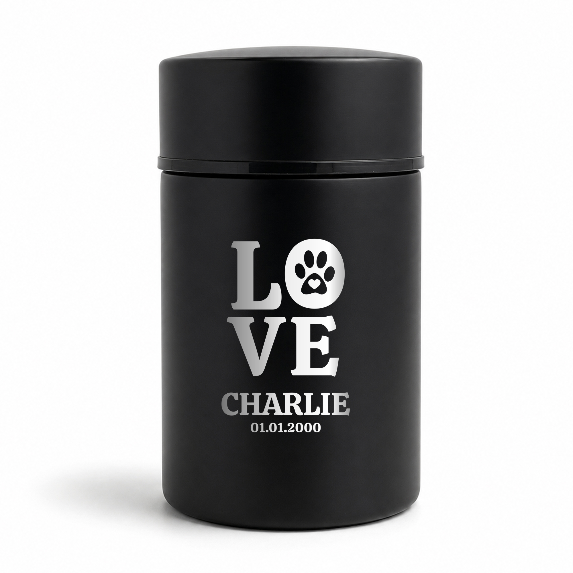 Custom Compact Mini Keepsake Dog Urn - Stainless Steel - Textured Finish - 8 Cubic Inch | Memorial Theme