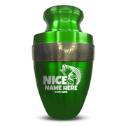 Custom Aluminum Human Urn - Funny Fishing Design - Elite Collection with Gold Inlay - 200 Cubic Inch