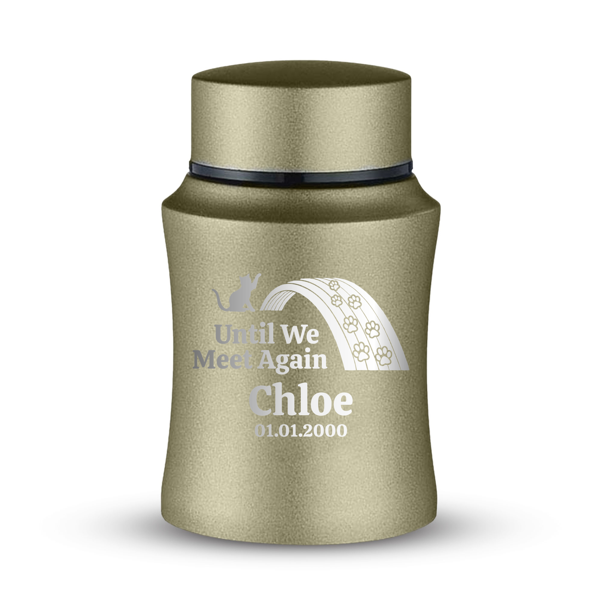 Prestige Cat Cremation Urn – Powder Coated Stainless Steel – 10 lb Capacity | Heart & Whiskers Collection