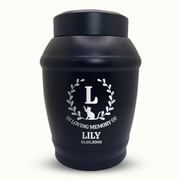 Custom Cat Urn - Standard Size - Stainless Steel - Black - 40 Cubic Inch | Cat Monogram