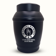 Custom Dog Urn - Standard Size - Stainless Steel - Black - 40 Cubic Inch