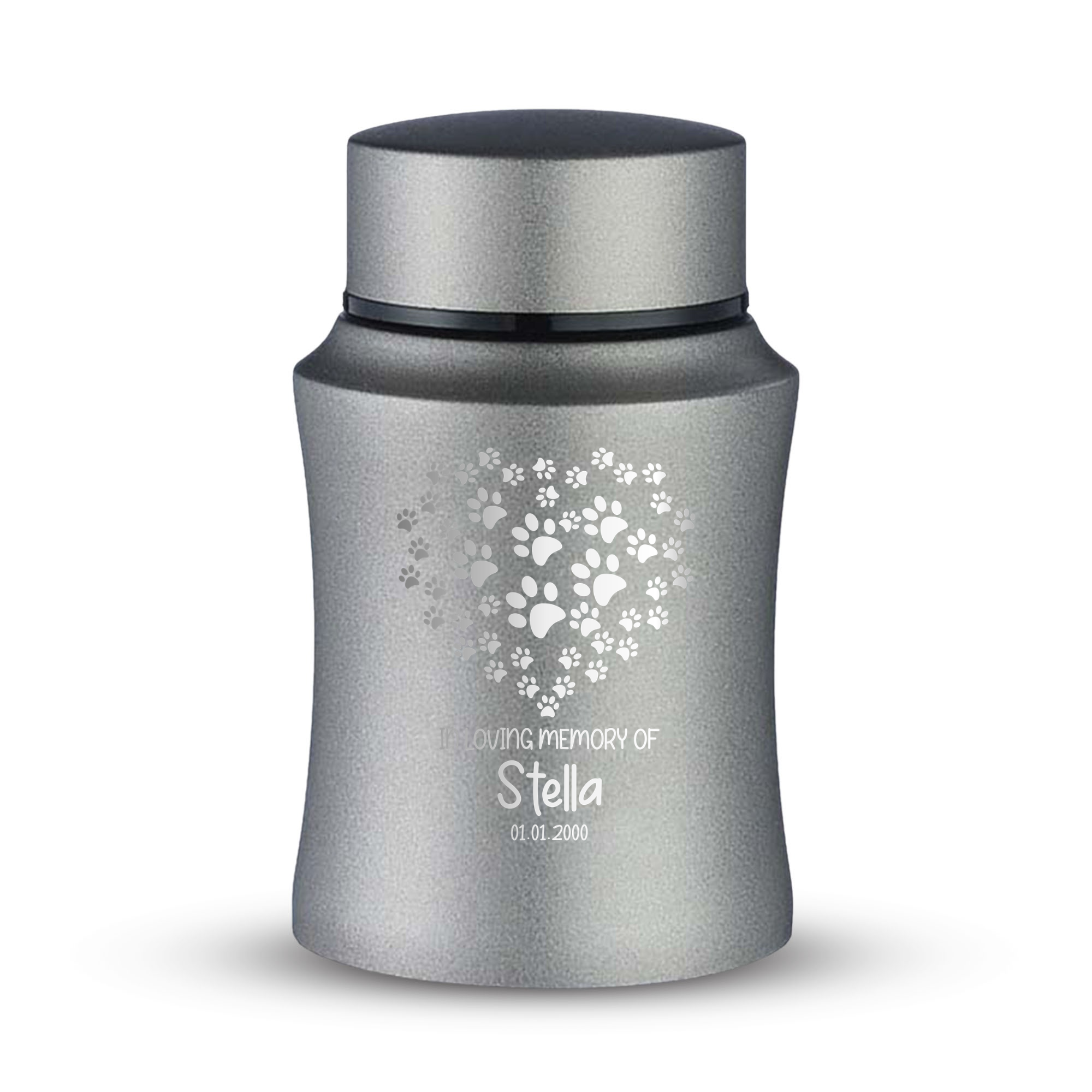 Prestige Cat Cremation Urn – Powder Coated Stainless Steel – 10 lb Capacity | Heart & Whiskers Collection