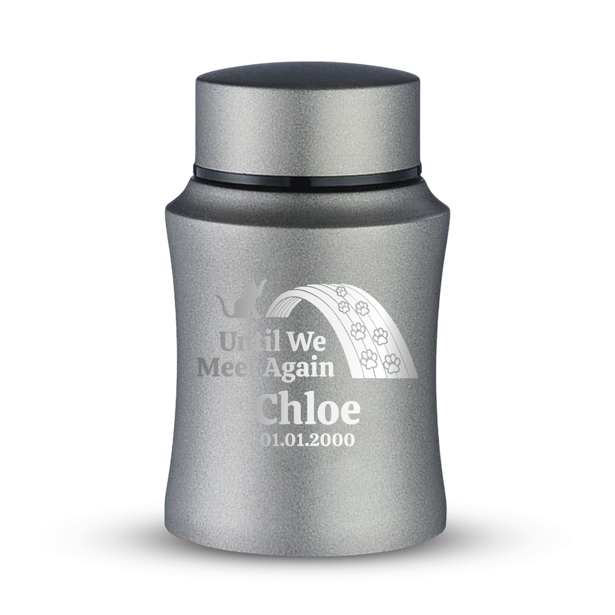 Prestige Cat Cremation Urn – Powder Coated Stainless Steel – 10 lb Capacity | Heart & Whiskers Collection