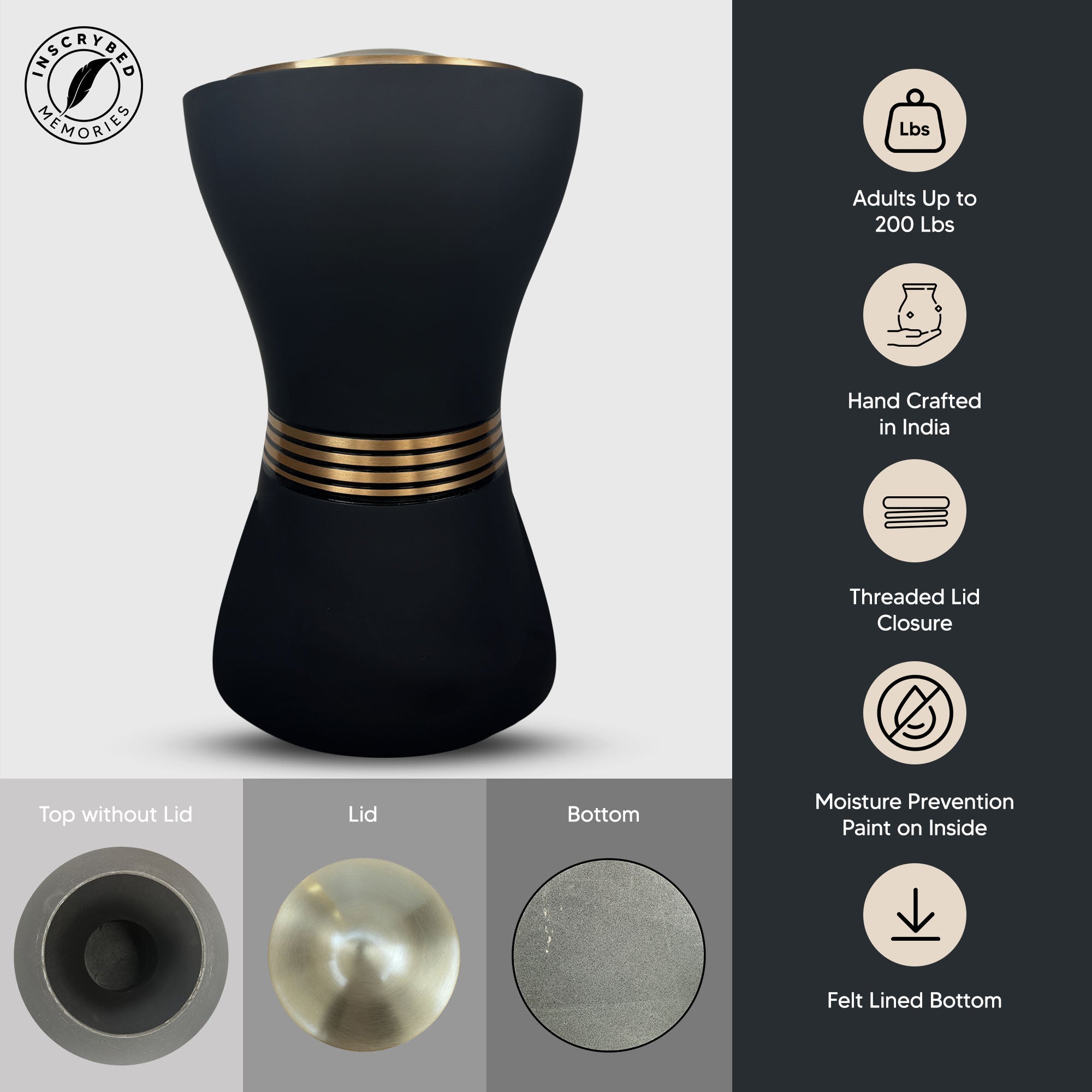 Custom Aluminum Human Urn - Eternal Collection - Matte Painted Finish - 200 Cubic Inch