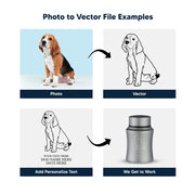 Custom Small Arc Pet Urn with Photo - Stainless Steel Urn - Powder Coated Finish - Cubic Inch