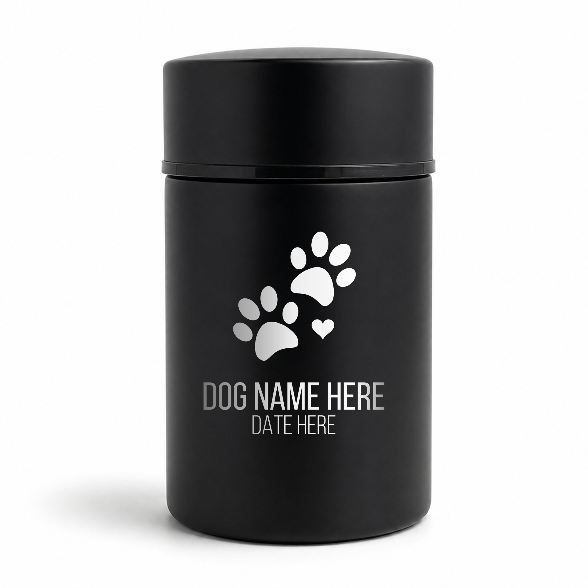 Custom Compact Mini Keepsake Dog Urn - Stainless Steel - Textured Finish - 8 Cubic Inch | Classic Paw