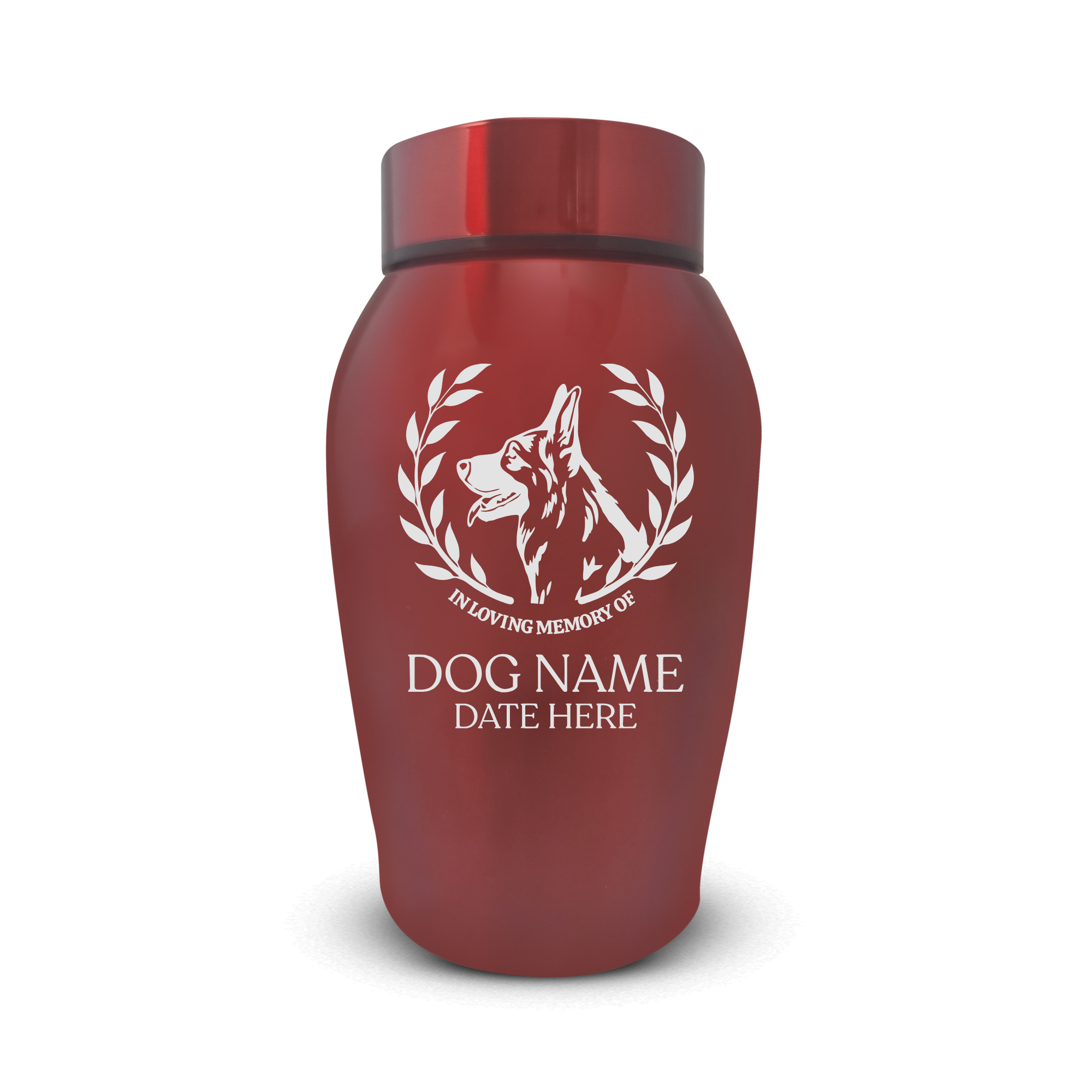 Medium Custom Dog Urn – 50 Cubic Inch – Stainless Steel | Dog Breed Design