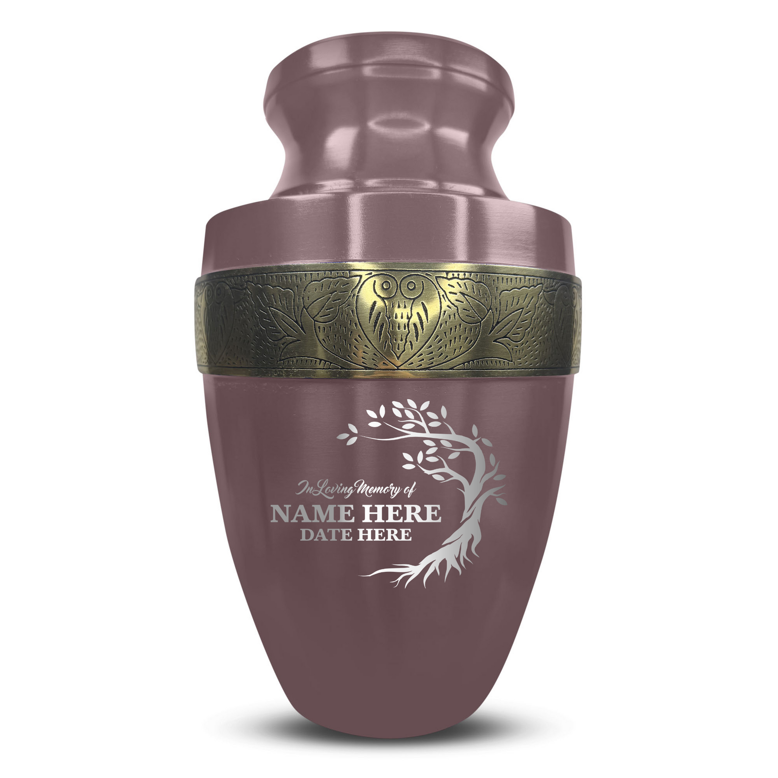 Personalized Adult Human Cremation Urn with Custom Engraved Name on Metal Aluminum Vessel for Ashes and Remains | Elite Series Human Urn with Gold Inlay | 200 Lbs | Tree | Black