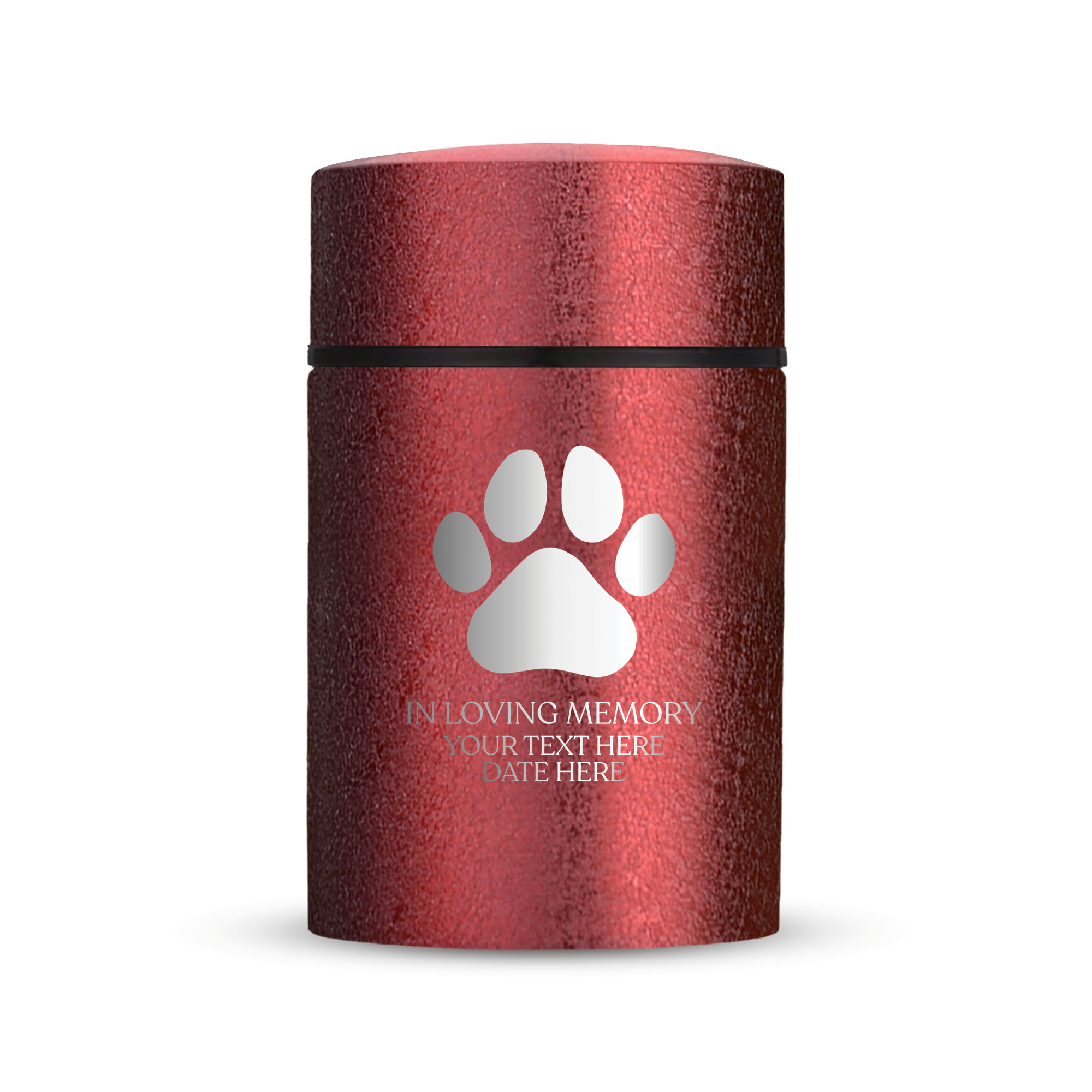 Custom Compact Mini Keepsake Dog Urn - Stainless Steel - Textured Finish - 8 Cubic Inch | Classic Paw