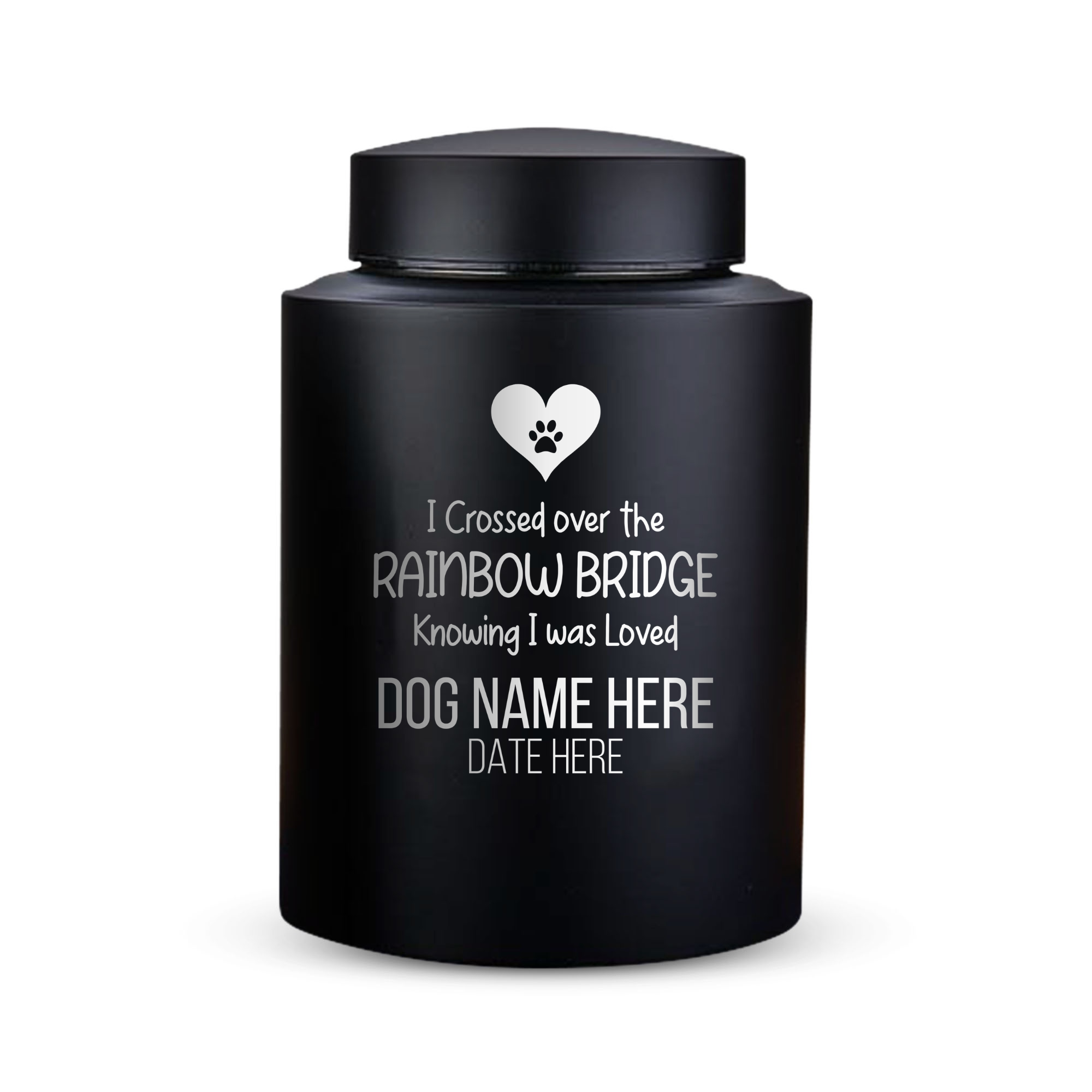Horizon Dog Cremation Urn – Black Stainless Steel – 50–115 Cubic Inch | Memorial Theme
