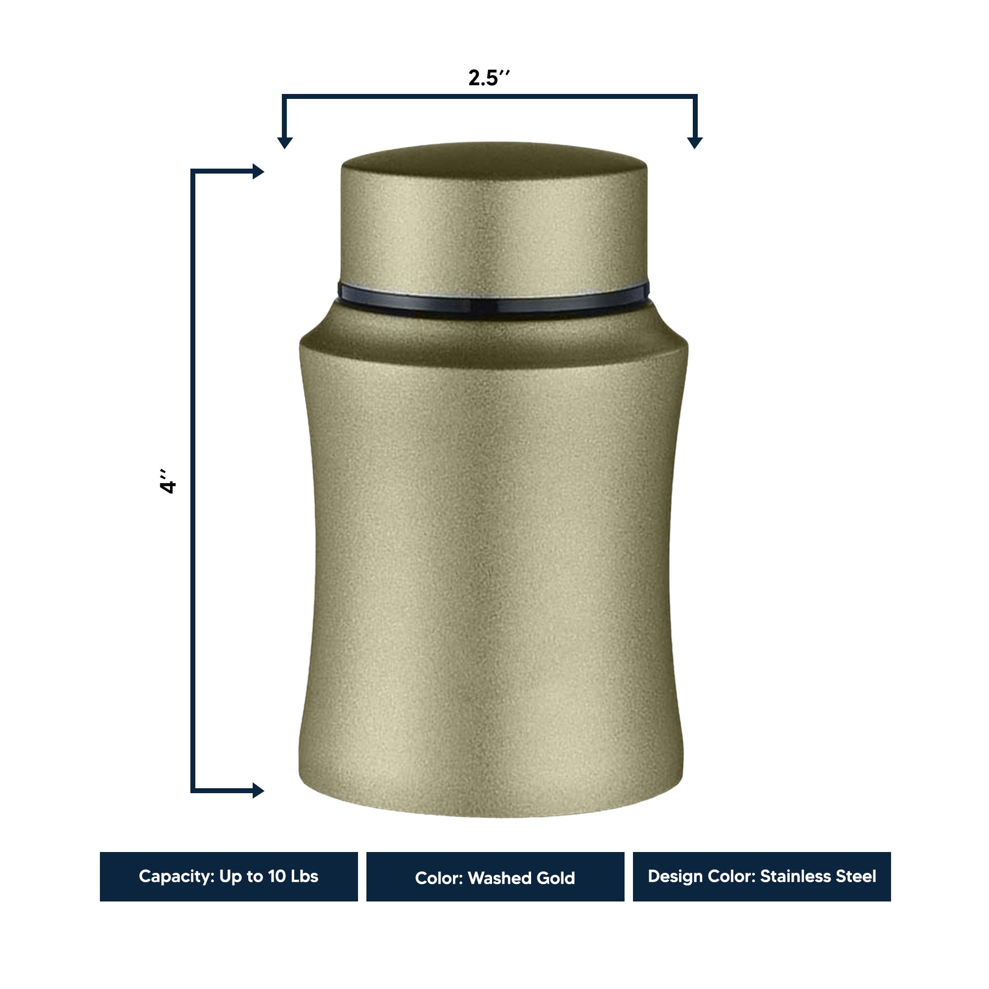 Custom Small Pet Urn for Small Cats - Laser Engraved - Fit up to 10lbs - Powder Coated Stainless Steel Urn