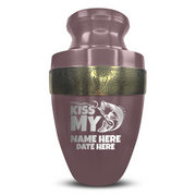 Custom Aluminum Human Urn - Funny Fishing Design - Elite Collection with Gold Inlay - 200 Cubic Inch