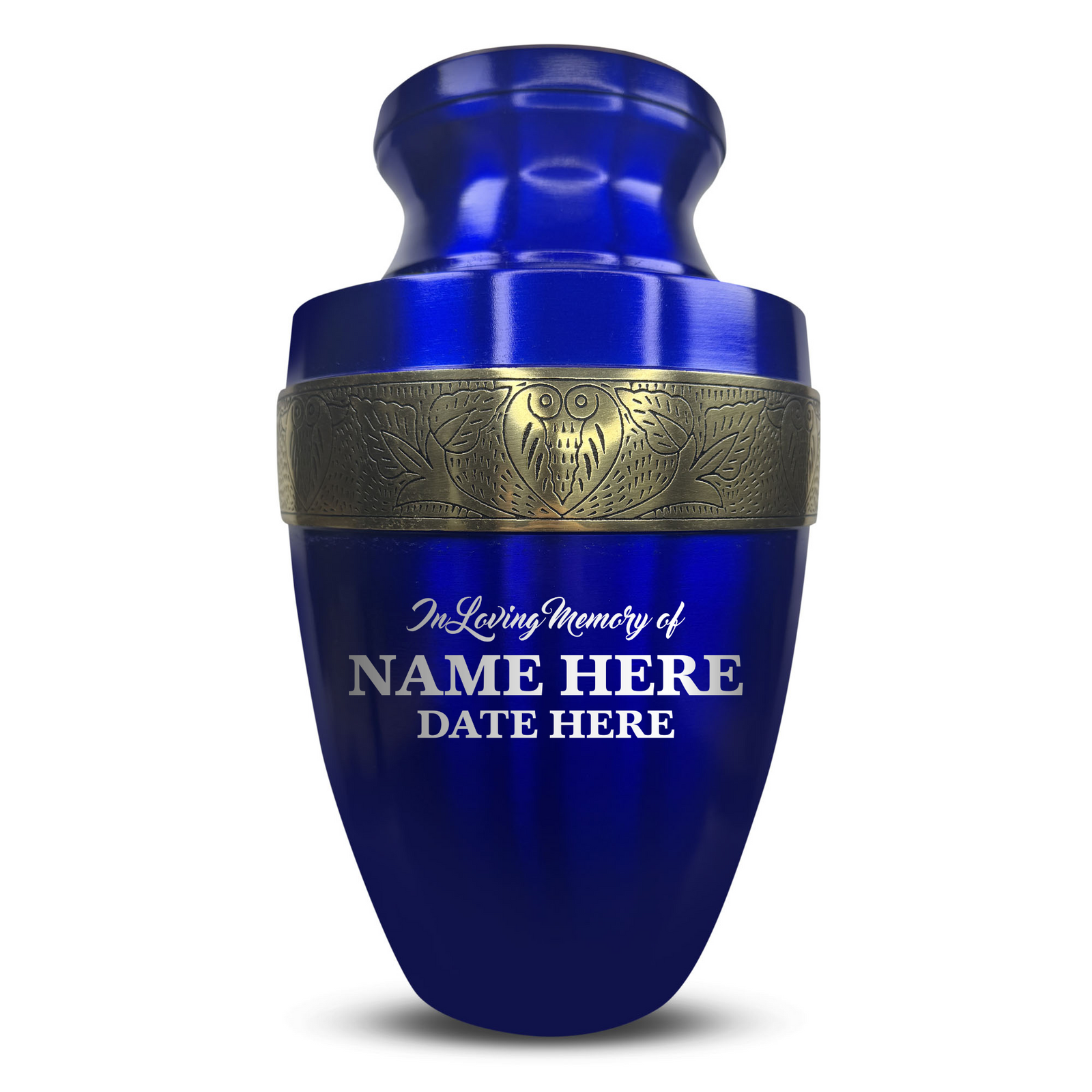 Personalized Adult Human Cremation Urn with Custom Engraved Name on Metal Aluminum Vessel for Ashes and Remains | Elite Series Human Urn with Gold Inlay | 200 Lbs | Your Text Here/No Design | Black
