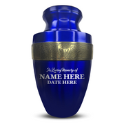 Personalized Adult Human Cremation Urn with Custom Engraved Name on Metal Aluminum Vessel for Ashes and Remains | Elite Series Human Urn with Gold Inlay | 200 Lbs | Your Text Here/No Design | Black