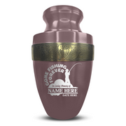 Custom Aluminum Human Urn - Funny Fishing Design - Elite Collection with Gold Inlay - 200 Cubic Inch