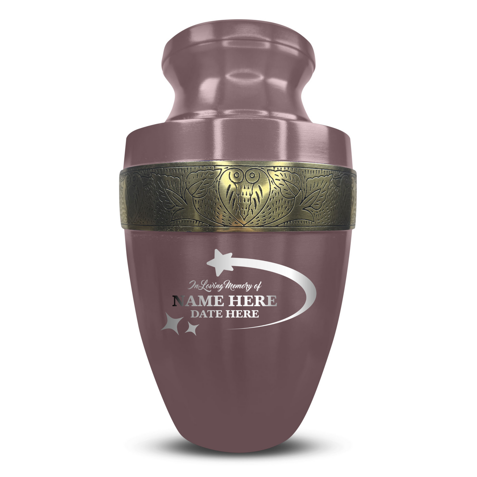 Personalized Adult Human Cremation Urn with Custom Engraved Name on Metal Aluminum Vessel for Ashes and Remains | Elite Series Human Urn with Gold Inlay | 200 Lbs | Stars | Black