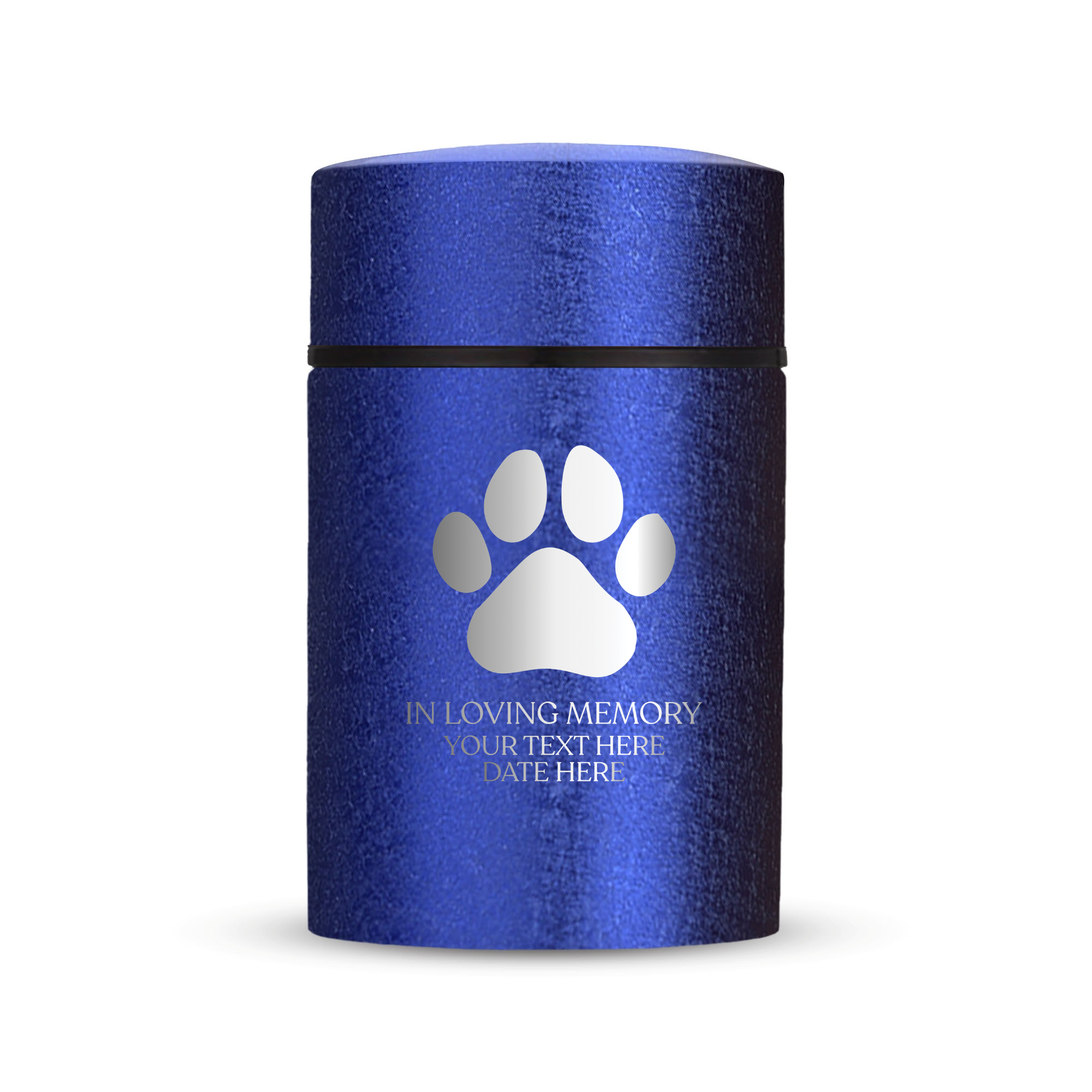 Custom Compact Mini Keepsake Dog Urn - Stainless Steel - Textured Finish - 8 Cubic Inch | Classic Paw