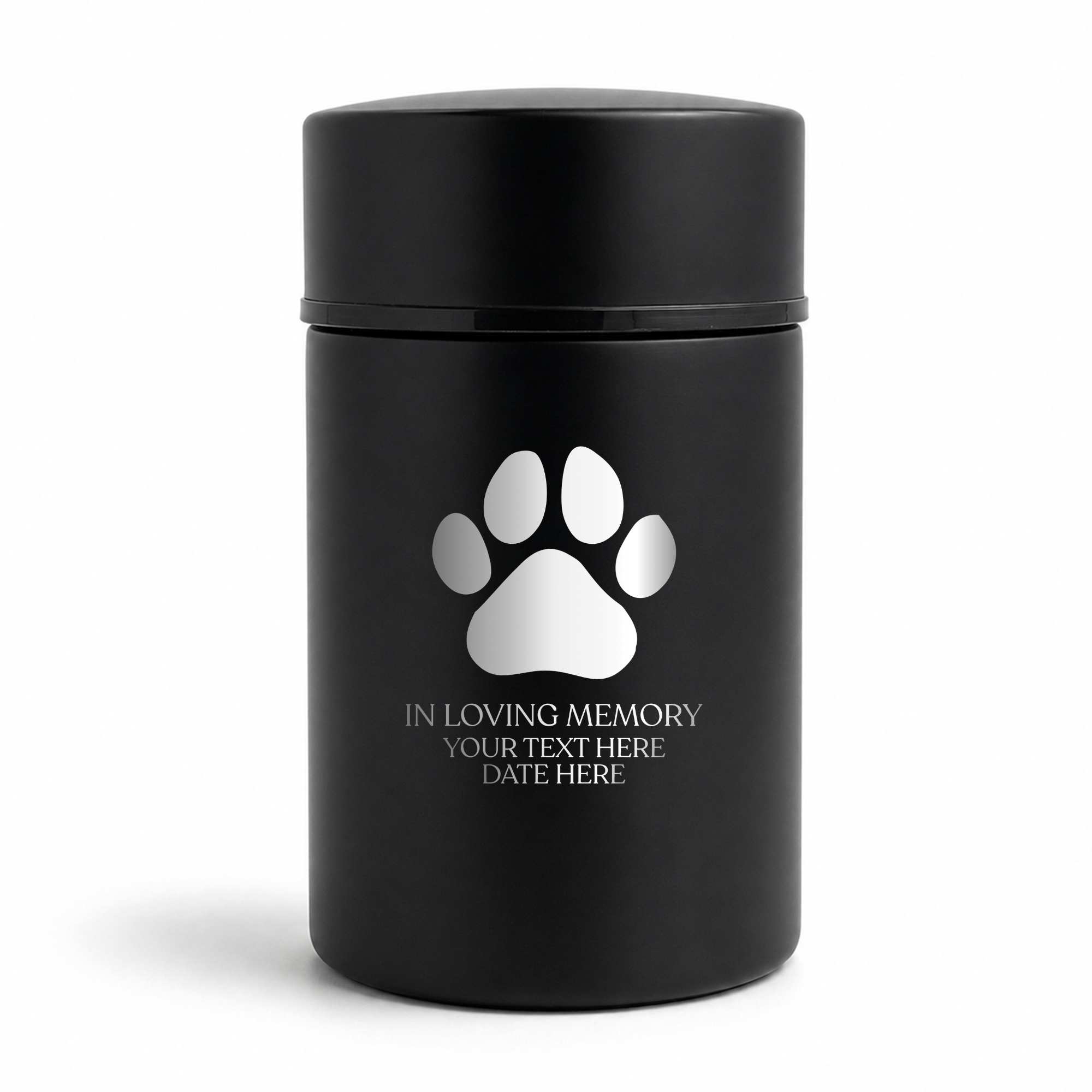 Custom Compact Mini Keepsake Dog Urn - Stainless Steel - Textured Finish - 8 Cubic Inch | Classic Paw