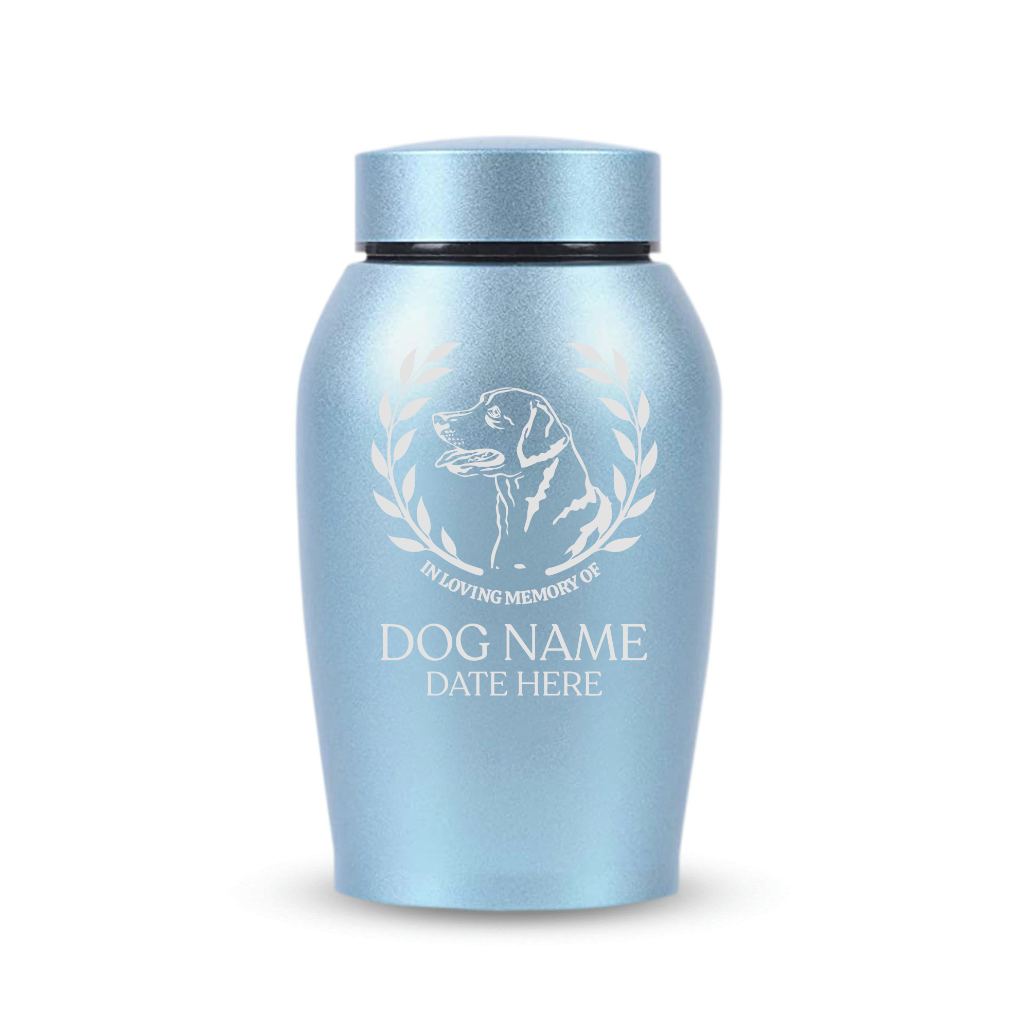 Medium Custom Dog Urn – 50 Cubic Inch – Stainless Steel | Dog Breed Design
