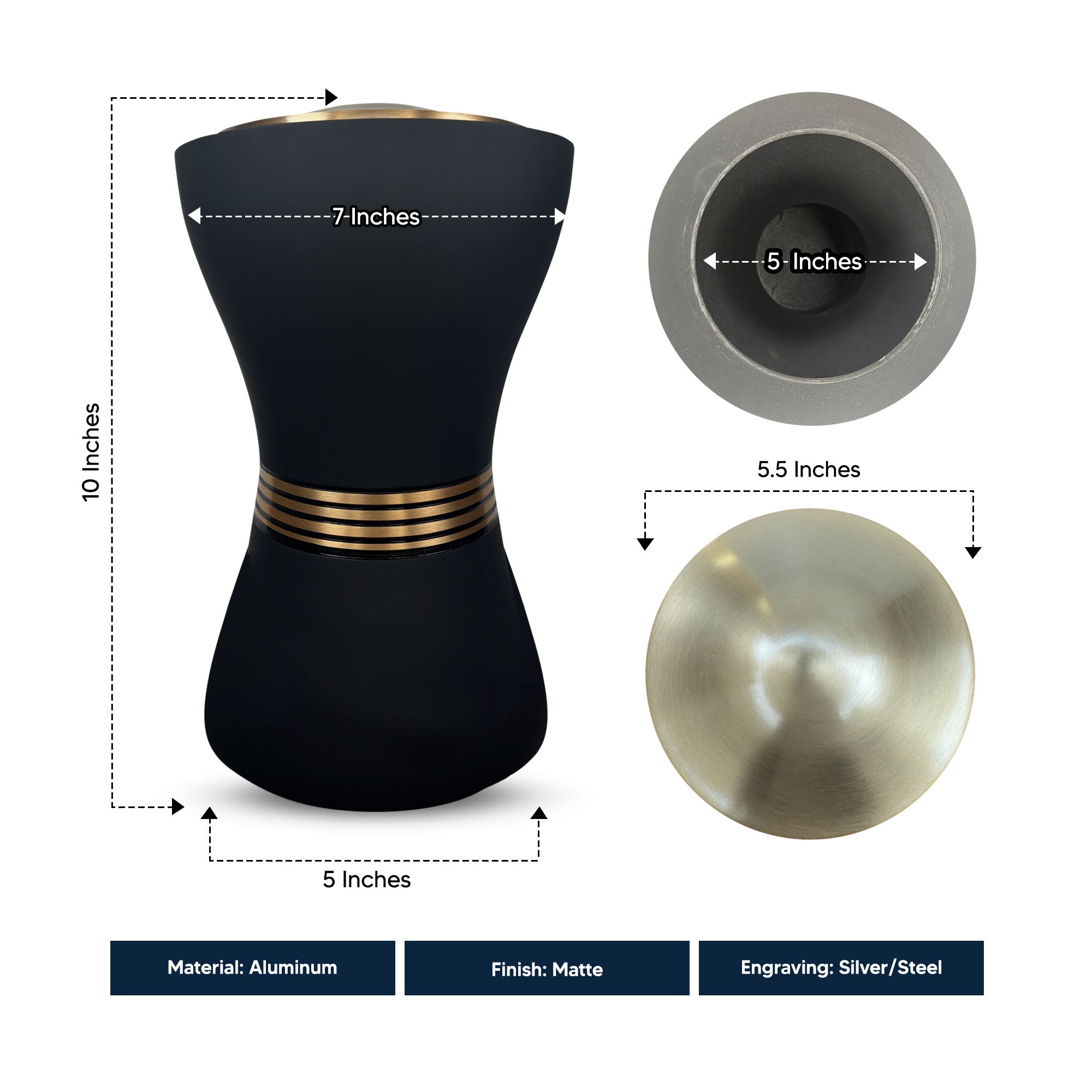 Custom Aluminum Human Urn - Eternal Collection - Matte Painted Finish - 200 Cubic Inch