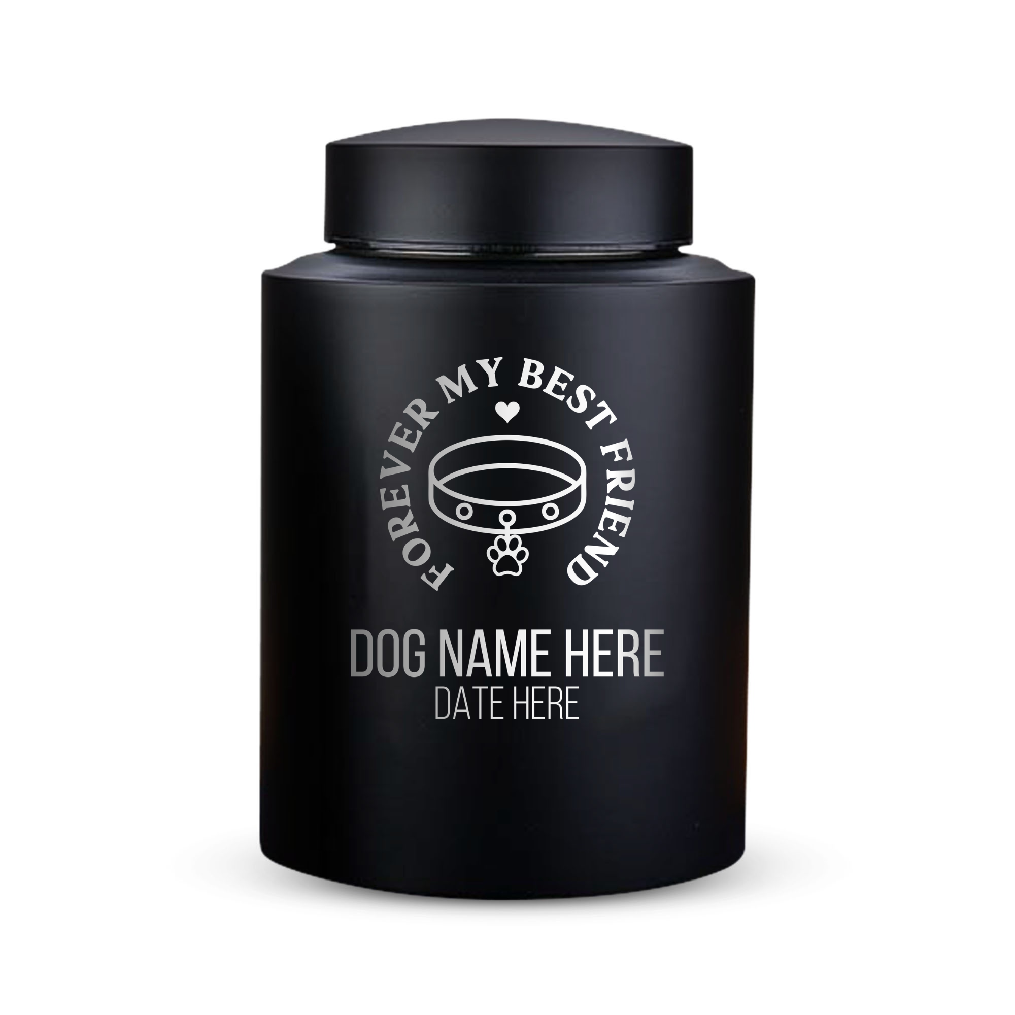 Horizon Dog Cremation Urn – Black Stainless Steel – 50–115 Cubic Inch | Memorial Theme