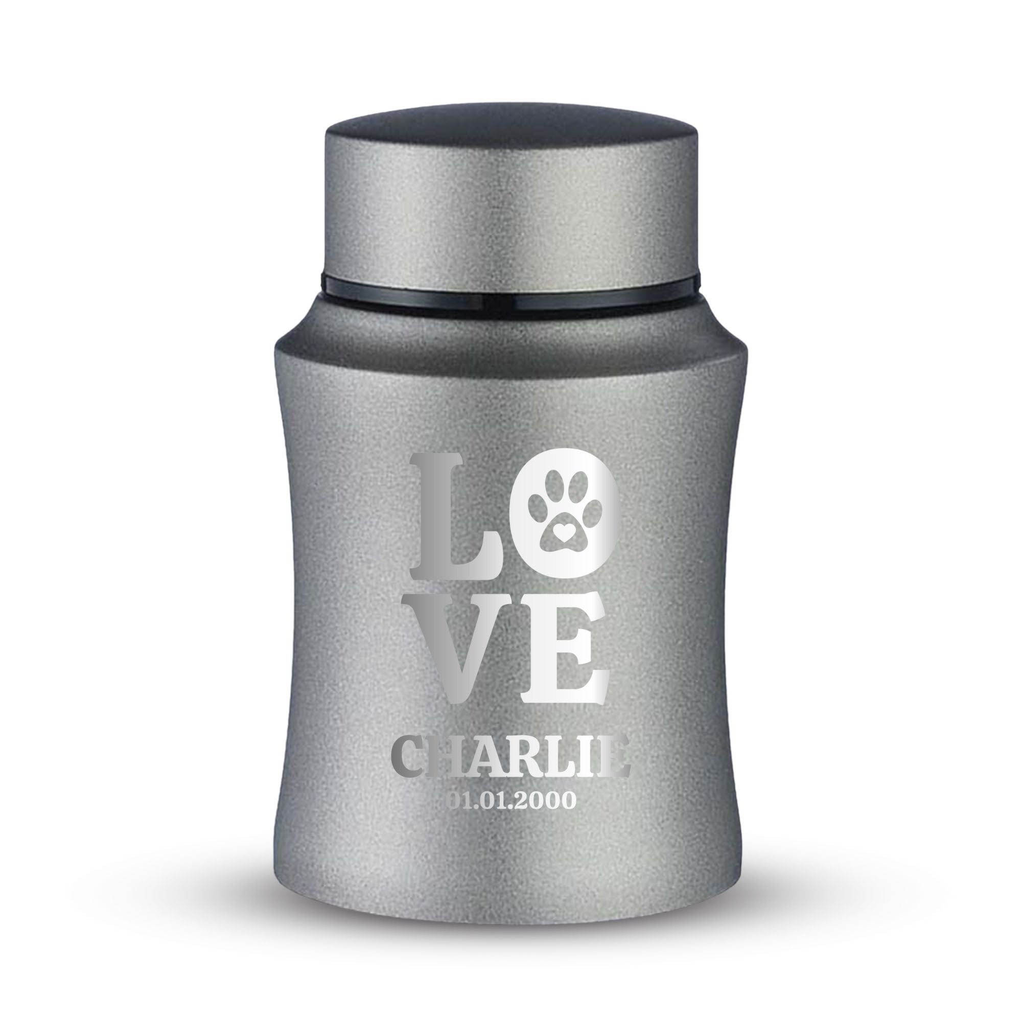 Custom Small Keepsake Cremation Urn for Small Dogs - Laser Engraved - Fit up to 10lbs - Powder Coated Stainless Steel Urn