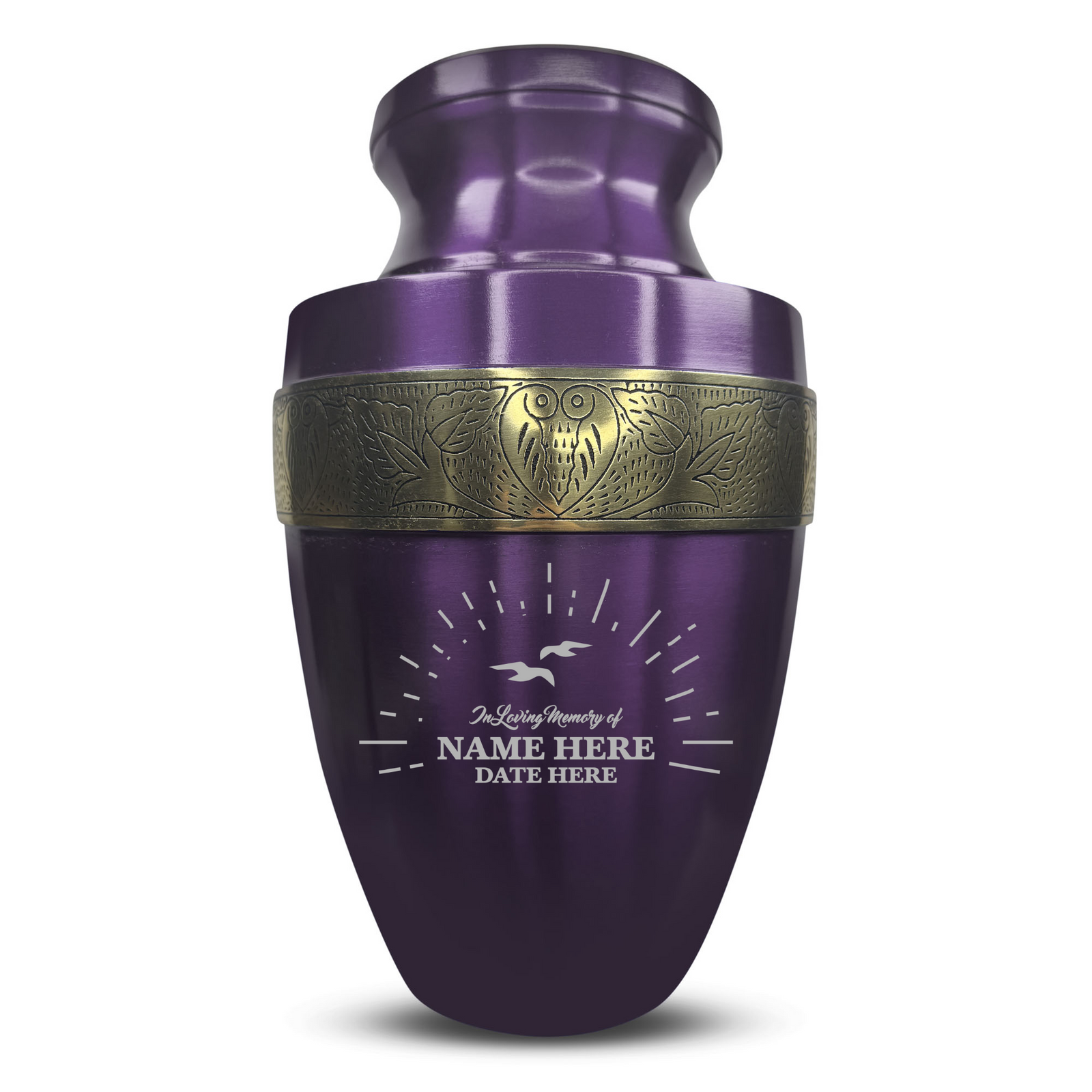 Personalized Adult Human Cremation Urn with Custom Engraved Name on Metal Aluminum Vessel for Ashes and Remains | Elite Series Human Urn with Gold Inlay | 200 Lbs | Shoreline | Black