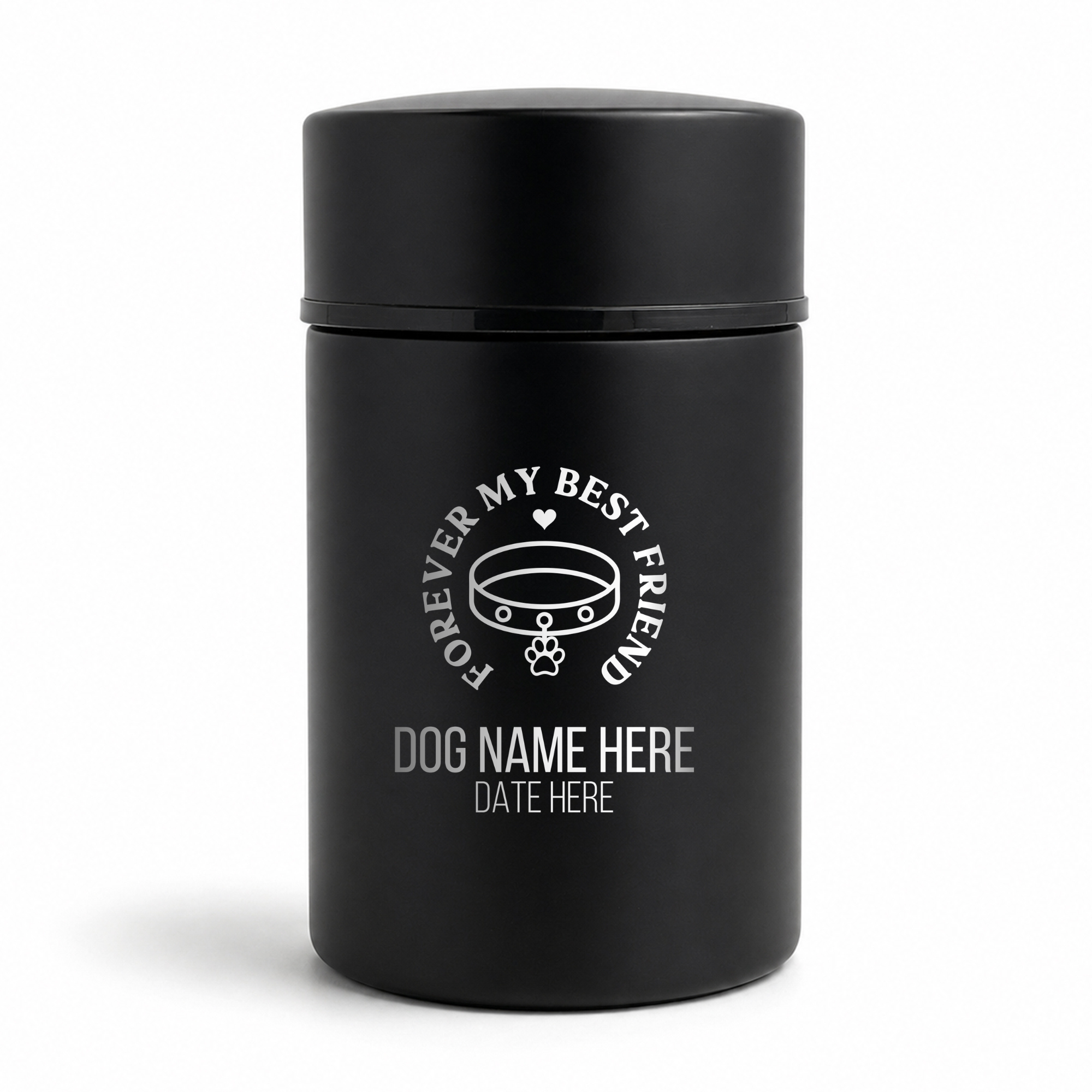 Custom Compact Mini Keepsake Dog Urn - Stainless Steel - Textured Finish - 8 Cubic Inch | Memorial Theme