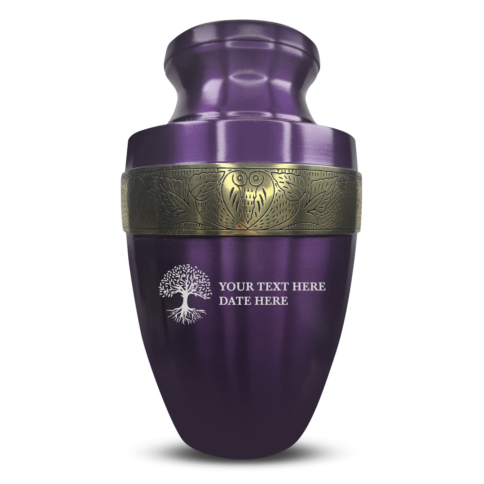 Elite Human Cremation Urn – 200 Cubic Inch – Aluminum with Gold Inlay | Tree of Life