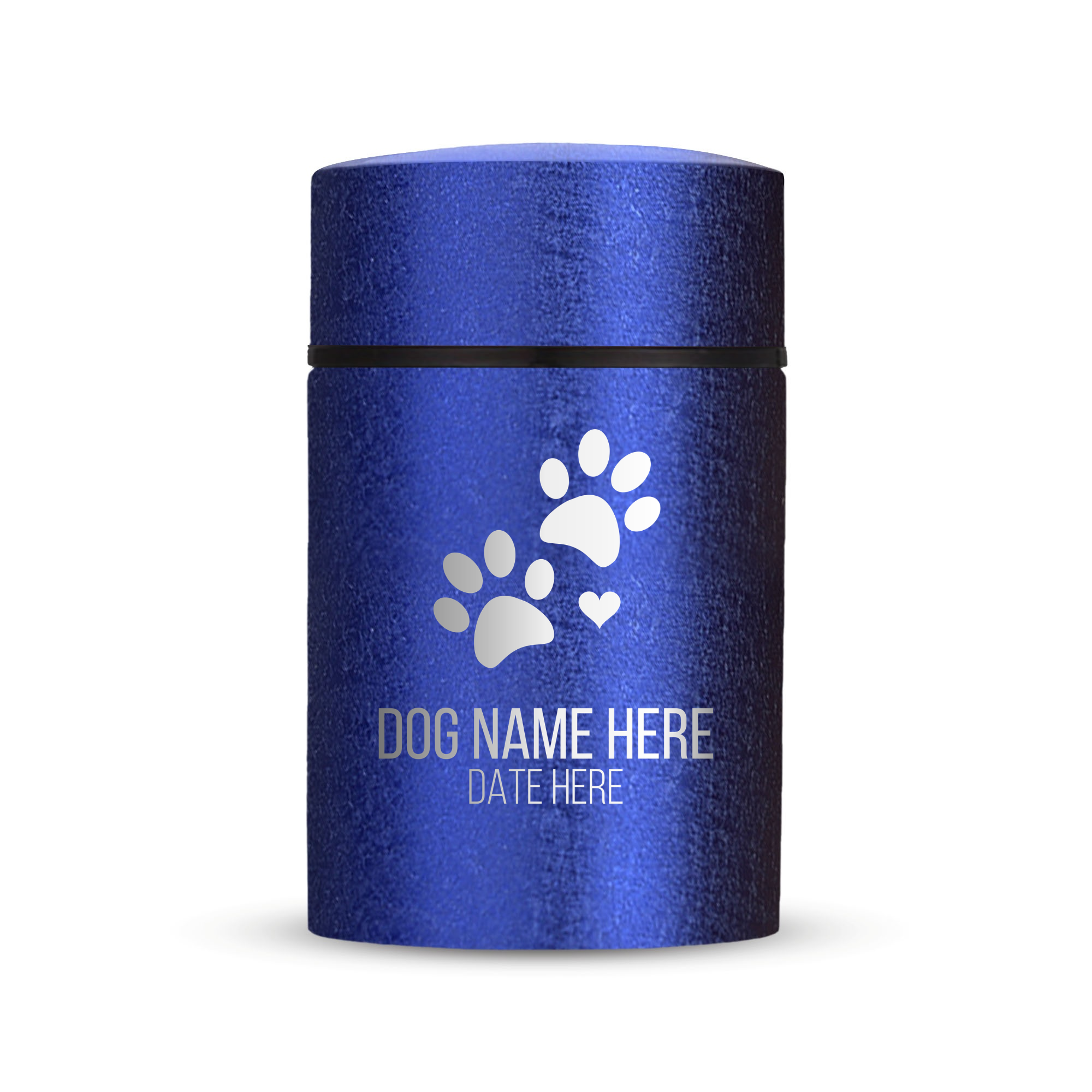Custom Compact Mini Keepsake Dog Urn - Stainless Steel - Textured Finish - 8 Cubic Inch | Classic Paw