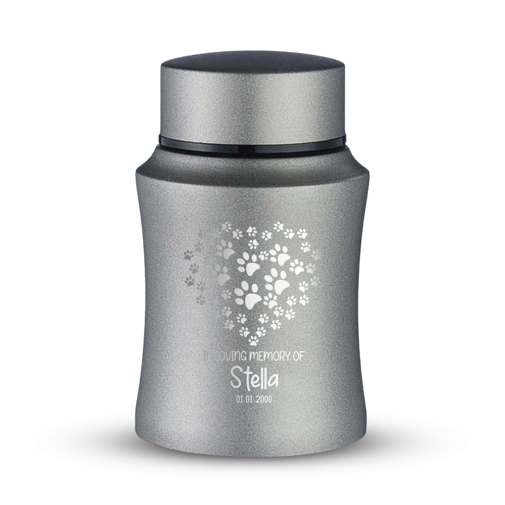 Custom Small Keepsake Cremation Urn for Small Dogs - Laser Engraved - Fit up to 10lbs - Powder Coated Stainless Steel Urn
