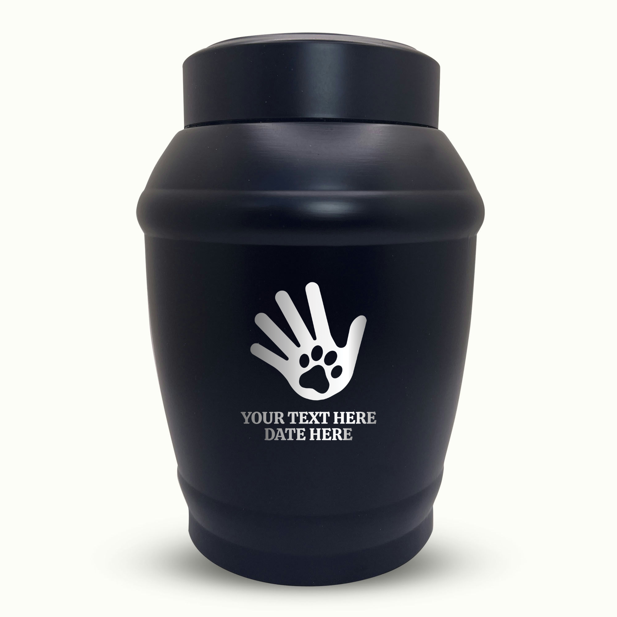 Custom Dog Urn - Standard Size - Stainless Steel - Black - 40 Cubic Inch | Human Bestfriend