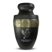 Custom Aluminum Human Urn - Memorial Dove - Elite Collection with Gold Inlay - 200 Cubic Inch