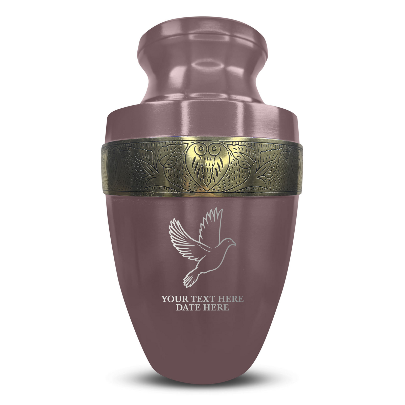 Custom Aluminum Human Urn - Memorial Dove - Elite Collection with Gold Inlay - 200 Cubic Inch
